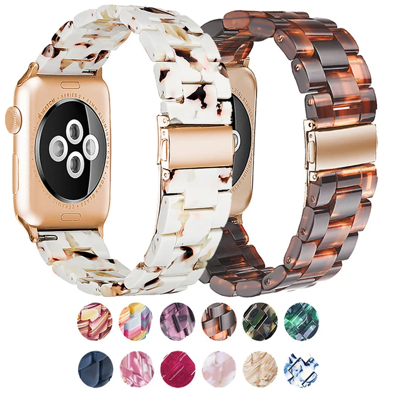 Transparent Resin Strap For Apple Watch Band 42mm 40mm Correa 44mm