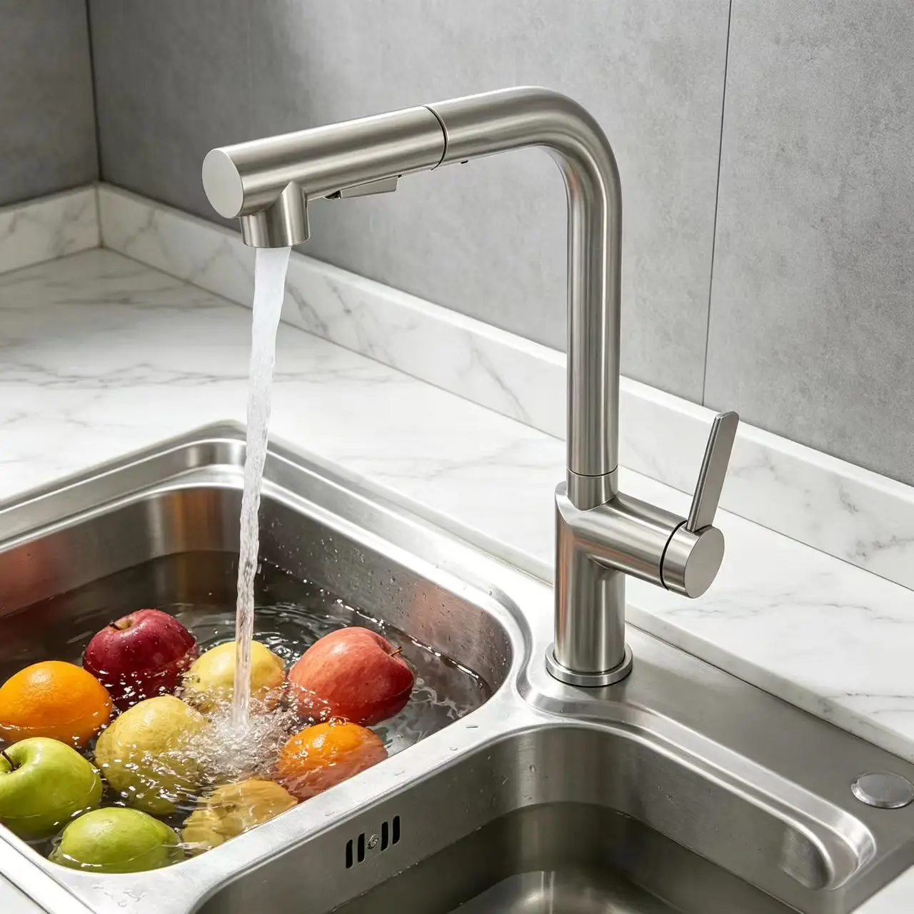 Vòi nước lắp trên mặt bàn rửa bát hai lỗ dành cho máy lọc nước, vòi nước nóng – lạnh bằng thép không gỉ cho nhà bếp, vòi trộn nước cho nhà bếp