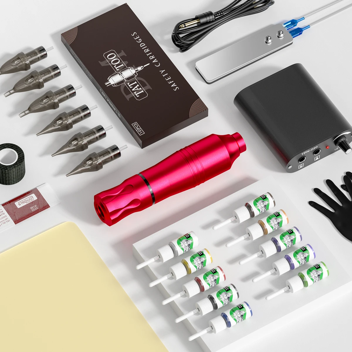Tattoo Kit Rotary Motor Machine Professional Tattoo Machine with Cord and Cartridges Tattoo Set