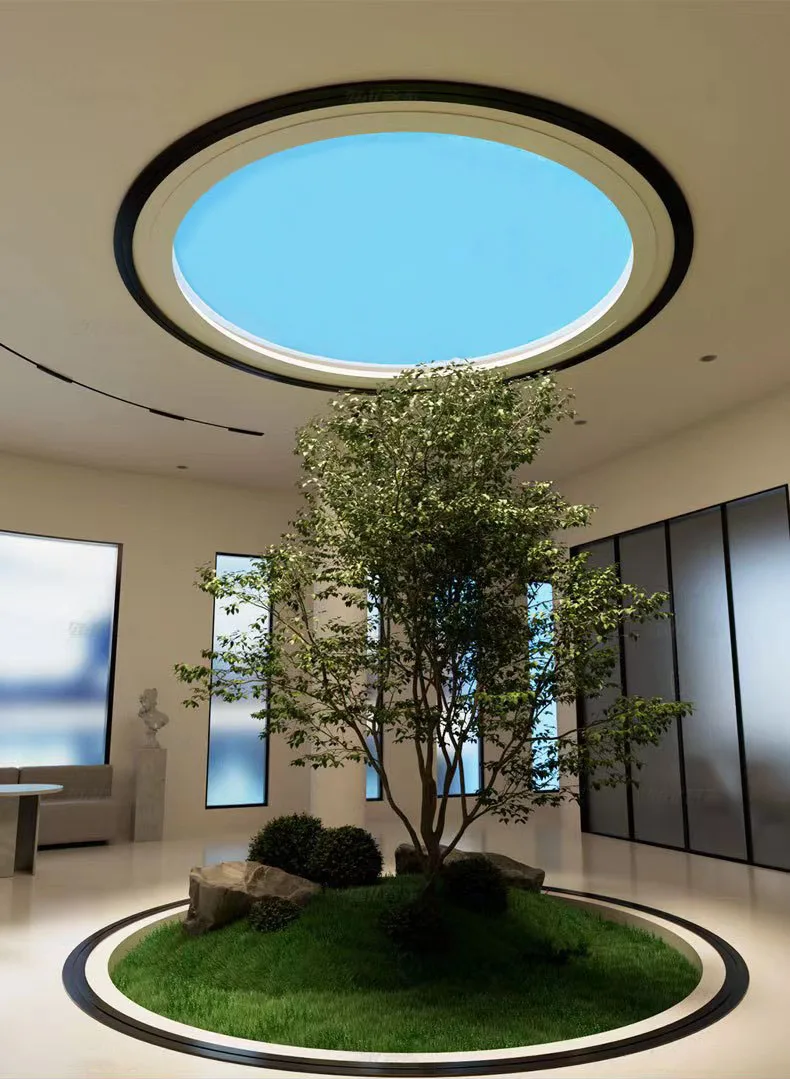 RYOPT Indoor Tuya LED Blue for Sky Ceiling Panel Light Circular  Ceiling Skylights Artificial Sun Design Industrial Style PC