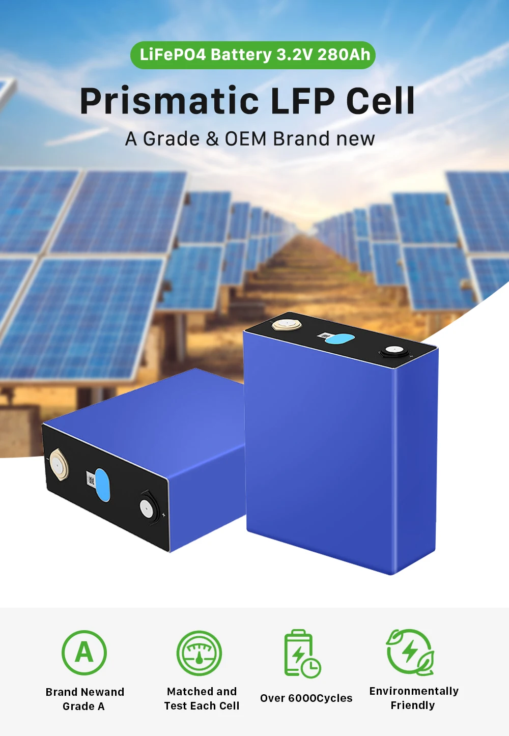 HTE 280ah 3.2v lfp for German Market Solar batterie Lithium Batterie LiFePo4 100ah 280ah 3.2V LiFePO4 Battery Lithium ion supplier