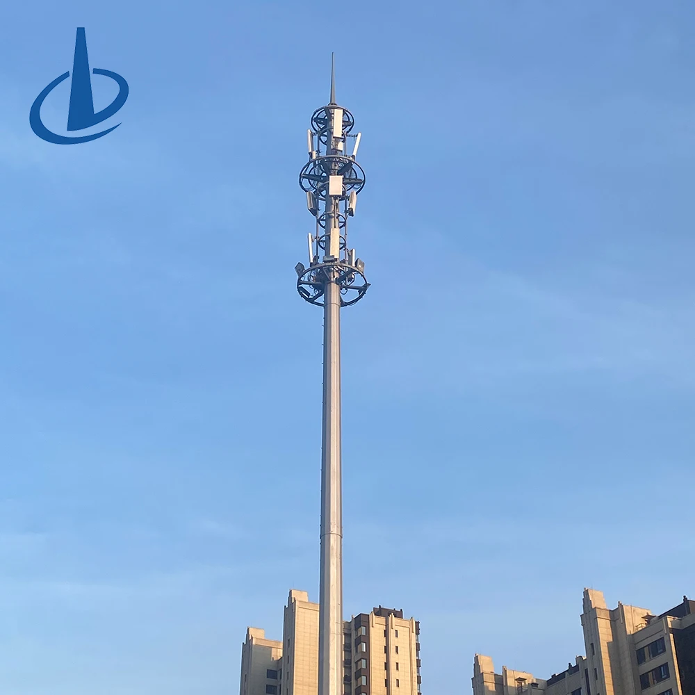 Professional 30M Self-supporting Tapered Steel Tubular Monopole 4G 5G Cell Tower With 86um Hot-Dip Galvanizing