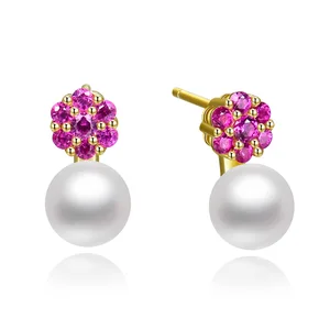 925 Sterling Silver Aaa Cubic Zirconia Beautiful Freshwater Pearl Bohemian Earrings