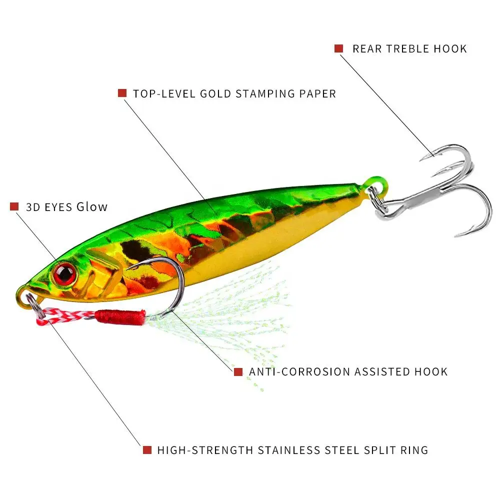 Jeu de 14 leurres de gabarit en métal Minnow plug