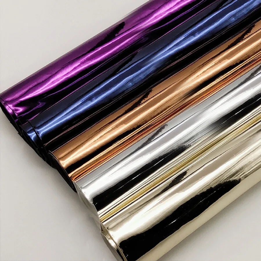 Mirror Reflective Foiled Gloss 0.7 Mm Metallic Rexine Fabric for
