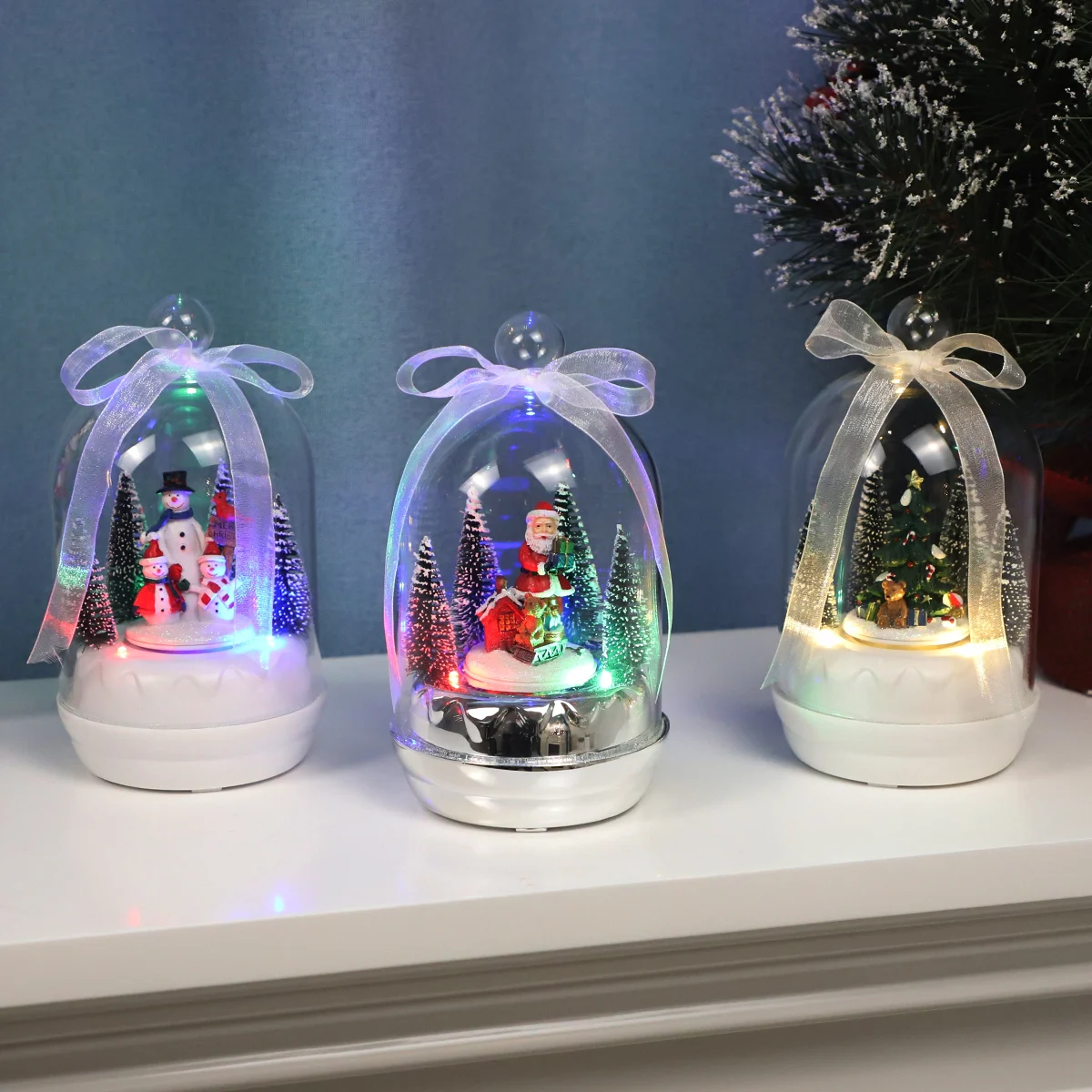 wholesale glass christmas ball painted special shape christmas ball globe with music xmas ball with light