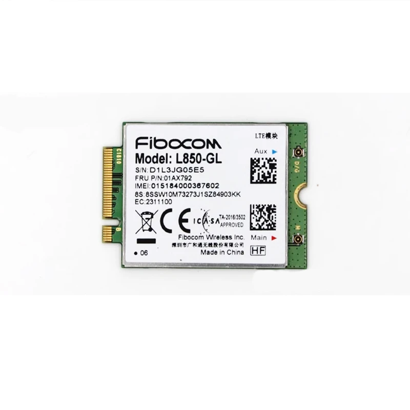 Carte Fibocom L850-GL-07 M.2 sans fil 4G LTE, pour Lenovo Carte Fibocom L850-GL-07 M.2 sans fil 4G LTE, pour Lenovo