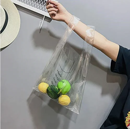 Clear Shopping Bag PVC Handbag with the Letter Transparent Shopping Bag Portable Beach Female PVC