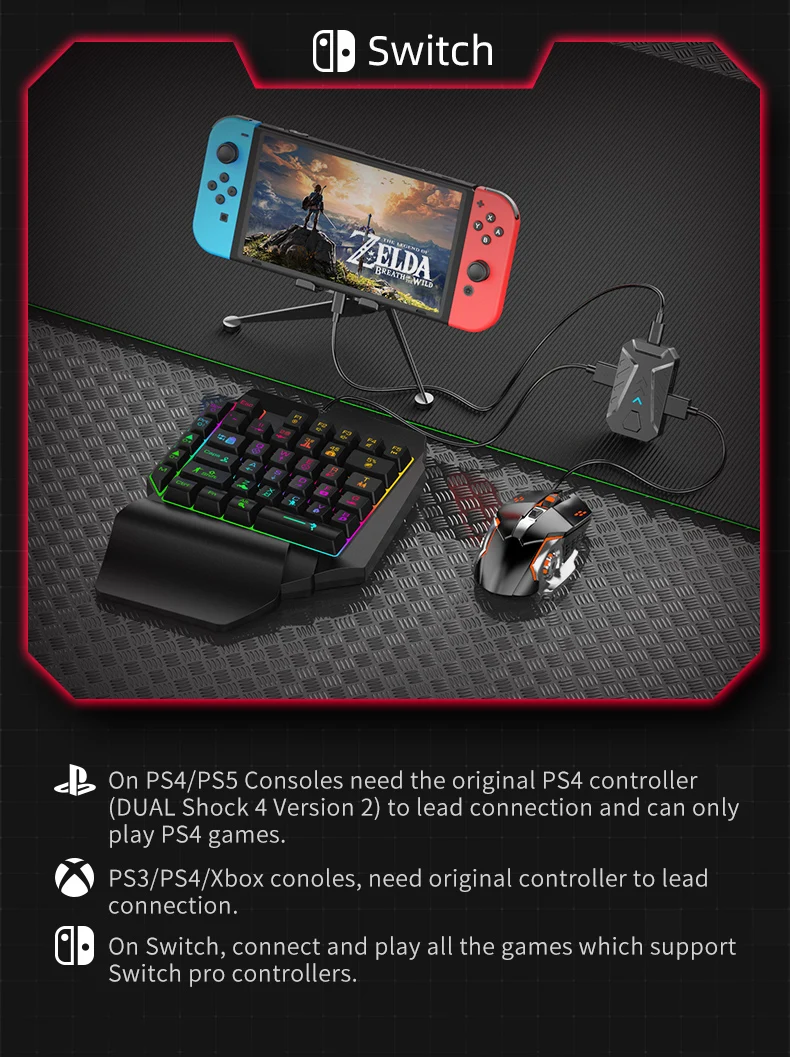 Convertisseur de souris pour Ps5 Ps4 Ps3 Xbox N-switch