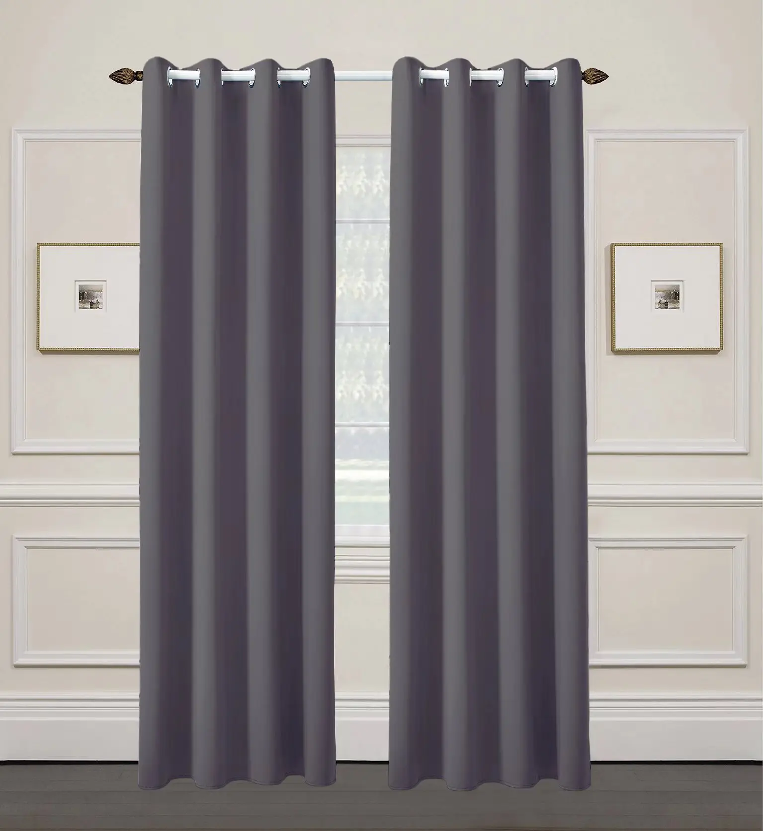 Amity Solid Blackout Curtains Custom Color Brown Blue Polyester Room Window Curtains for the Living Room