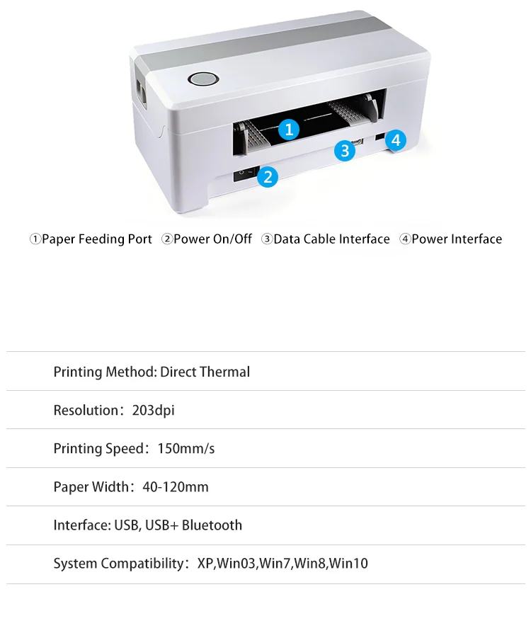 Cost Efftive 4*6inch Shipping Label Commercial Direct Thermal Printer