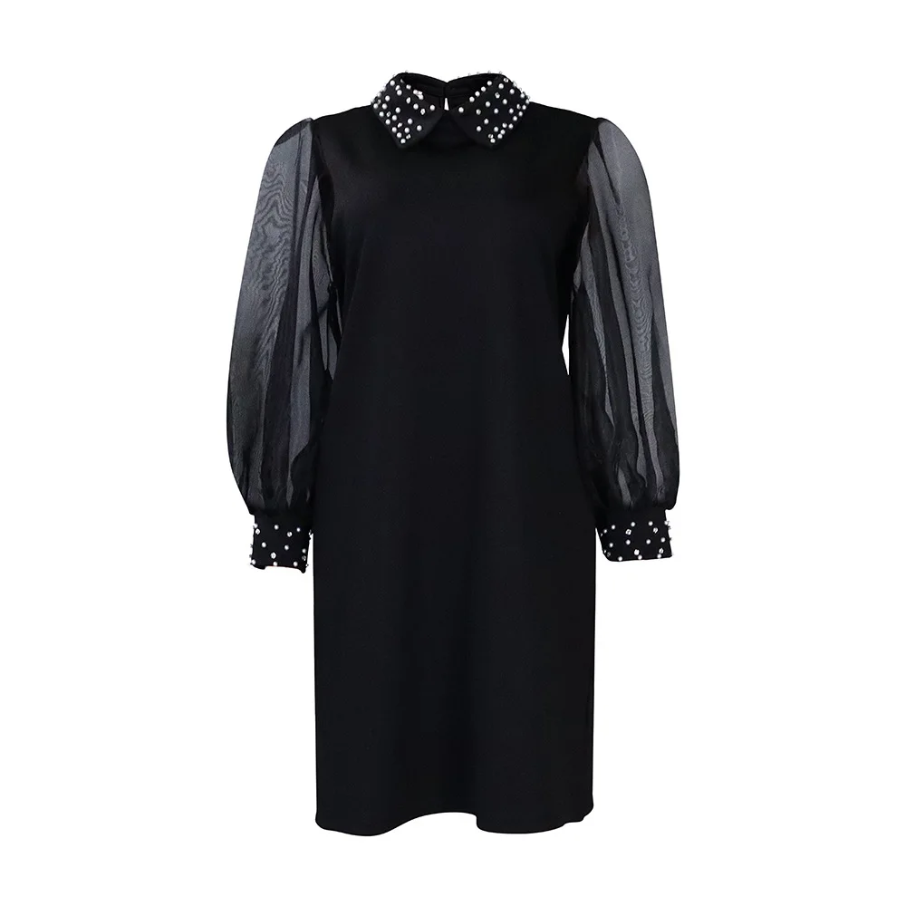 Women's Clothing New Fashion Mesh Sleeves Beaded Temperament Africa Plus  Size Dress| Alibaba.com