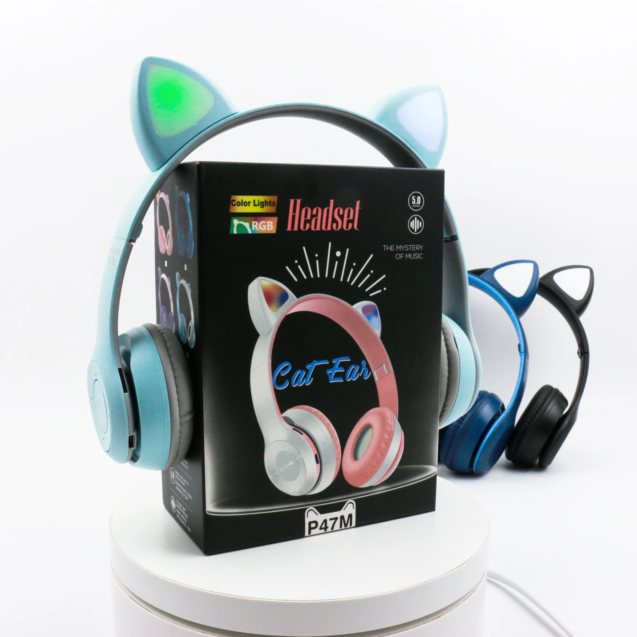 Kids Headphone P47m Cute Cat Ear Led Wireless Foldable Headphones With  Noise Cancelling Wireless Unicorn Headphones For Kids - Buy New Hd Noise  Cancelling Processor New Light-weight Design With Improved Fit And