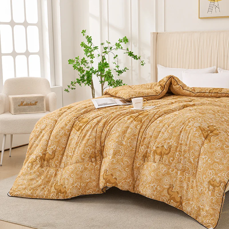 Custom bronzed camel wool foldingwinter quilt anti-bacterial skin deluxe warmanti-cold polyester fiber comforter special price
