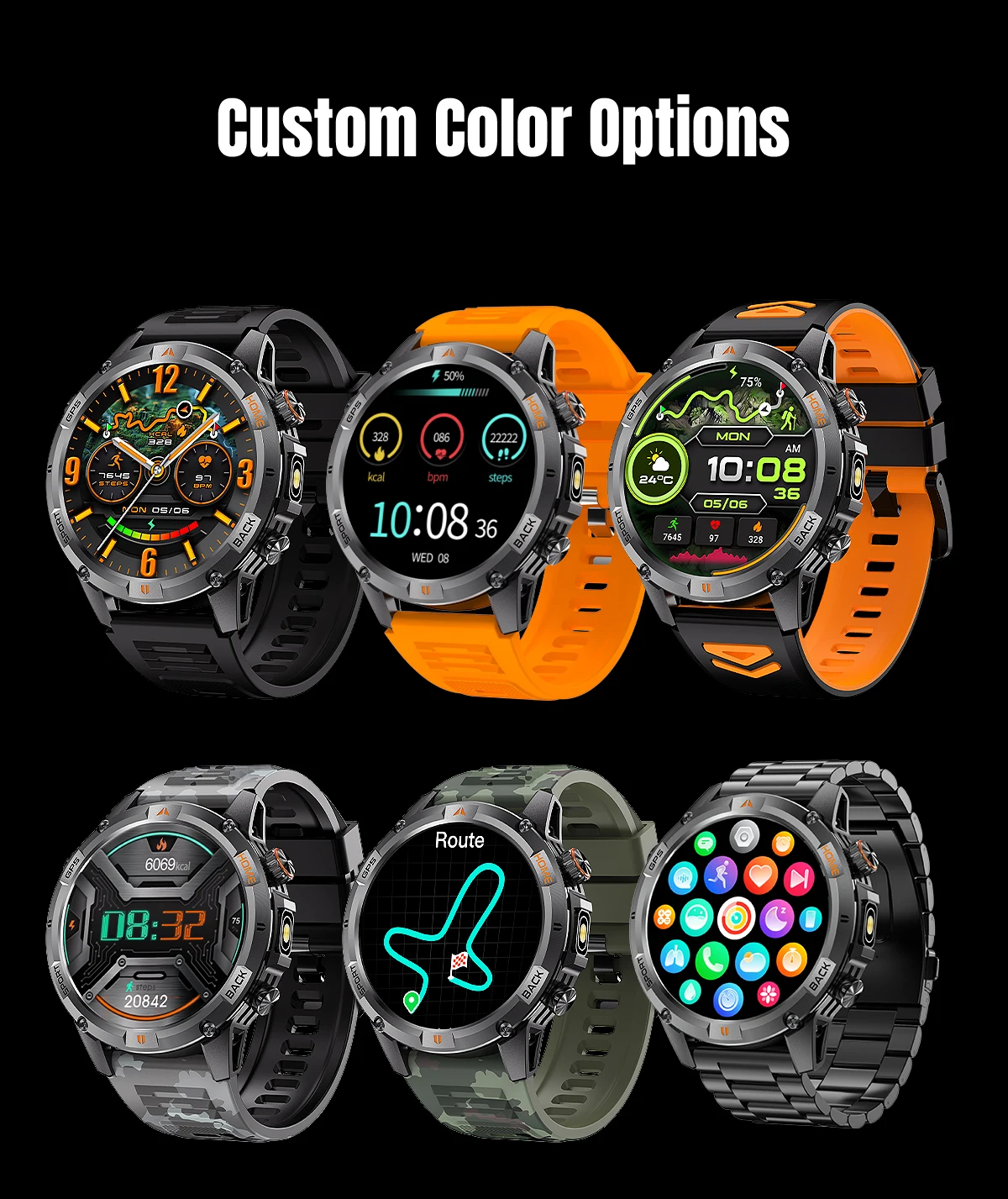  YK15 Outdoor Sports Smart Watch 2026 Heart Rate Blood Pressure Monitoring Fitness Tracker BT Call Smart Watch for Men