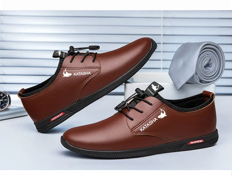 Leather  New Pointed Leather Shoes Mens Versatile Interior Height Increase Casual Business British Breathable Casual Shoes