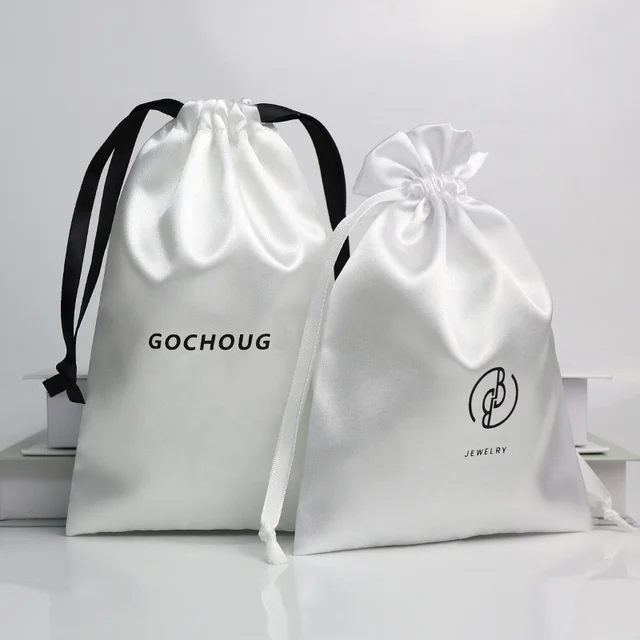 Wholesale Reusable Custom Logo Luxury Silk Handbags Shoes Boots Dust Storage Bags Satin Drawstring Bags
