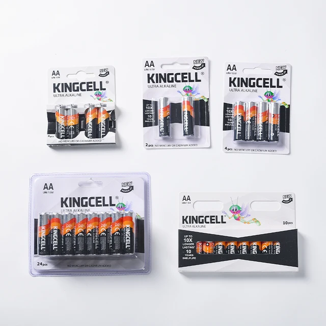 KINGCELL AA Alkaline Battery No.5 1.5V Alkaline Battery Environmentally Friendly and Mercury-free