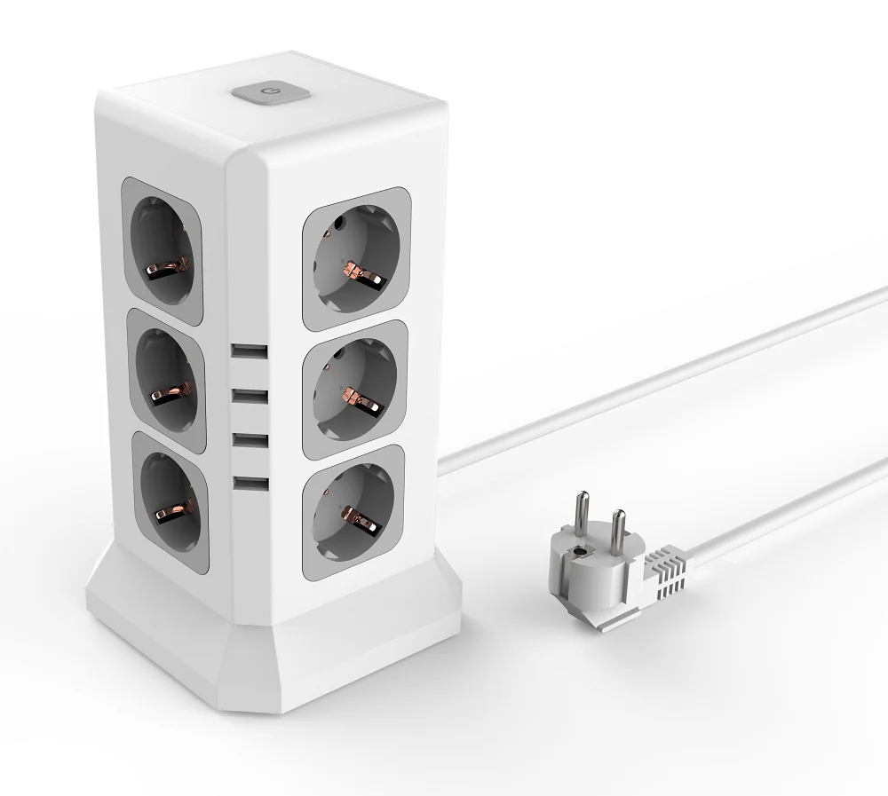 2023 Europe Power Strip Cube Socket with USB Port Germany Outlet Extension Cord Electrical Multi Wall Plug Adapter Surge Protect