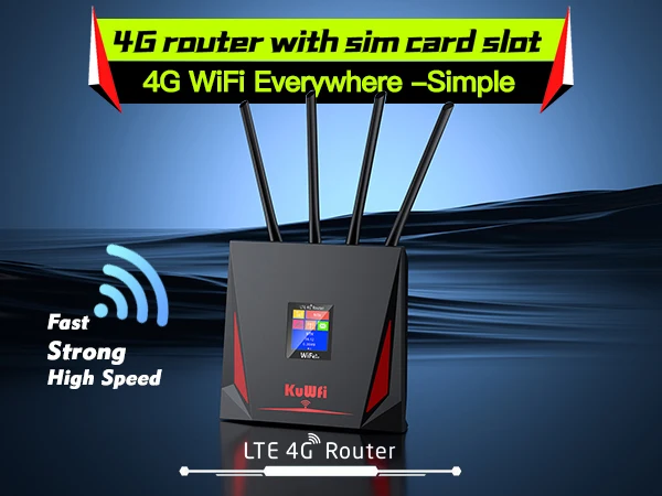 Port Forwarding KuWFi Wireless Router DMZ Function LCD Display Indoor 4g Lte Wifi Router with Sim Card Slot