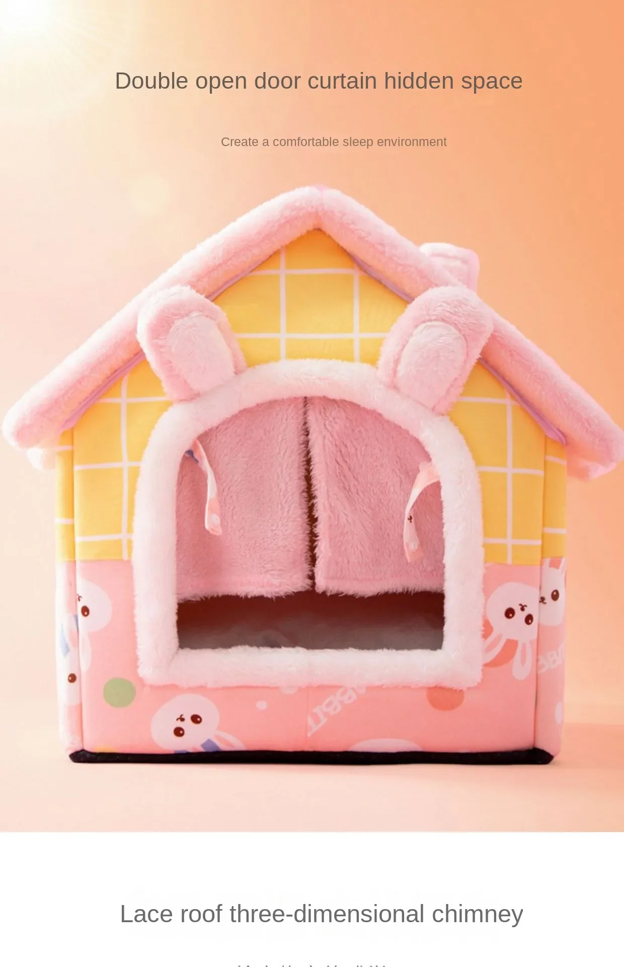 Durable Cat Dog Bed Pet Teepee Tent House Soft Luxury Indoor Large Cat