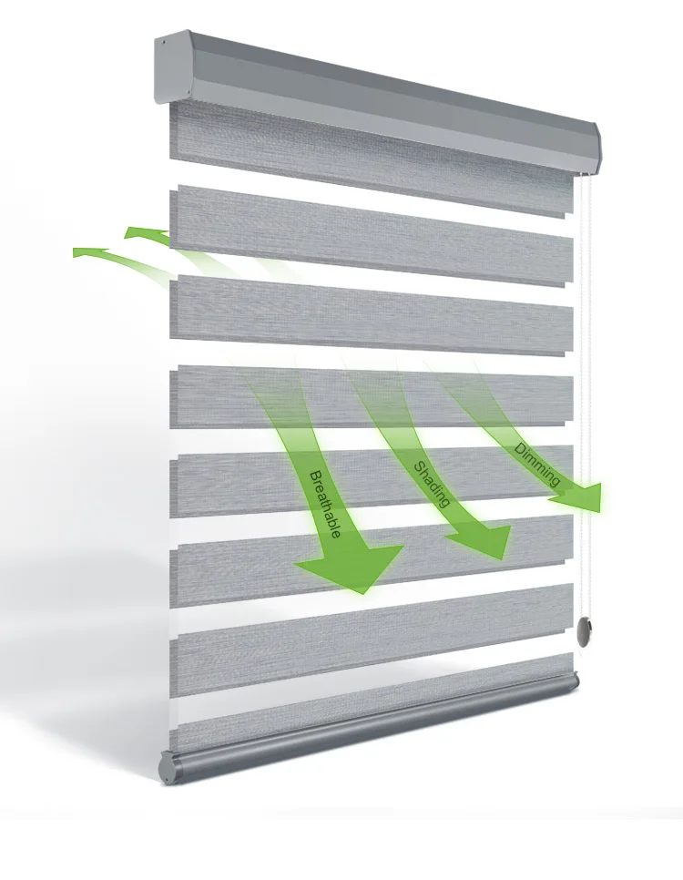 smart home voice app control automatic Electric roller blind motorized shutter Double layer blackout Motorized zebra blinds