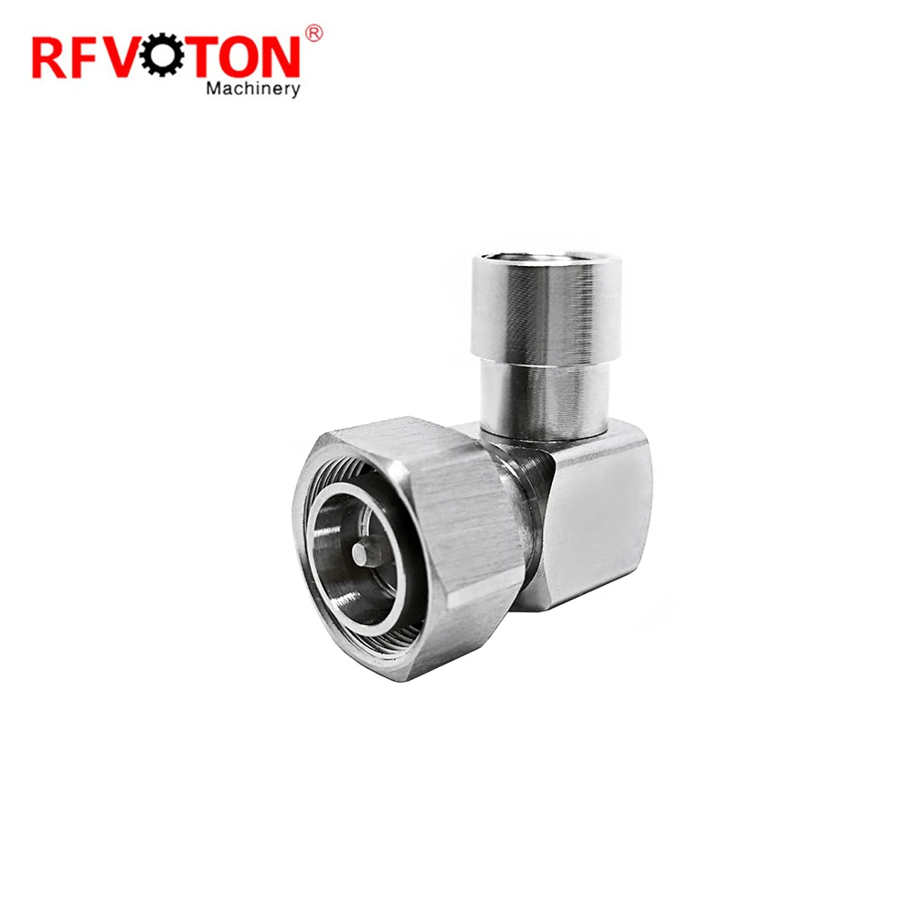 RF connector 4.3-10 type male pin RA 90 degree clamp for 1-2 super flexible RF coaxial cable plug factory
