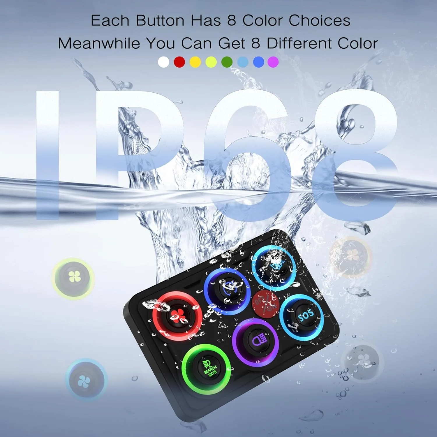 product 6 gang rgb auto dimmable switch panel memory function ip68 waterproof universal 12 24v relay system for yachts trucks-3