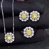18k gold natural yellow diamond jewelry set