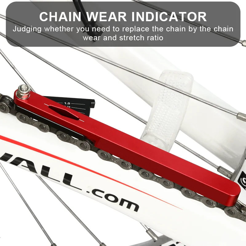RIDERACE Chain Wear Indicator Tool Aluminium Alloy Bike Chain Stretch  Detection Caliper Tool MTB Chain Gauge Measurement Checker
