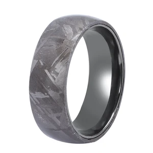 Tizti Jewelry Mens Wedding Band Top Sale 8mm Domed Shape Pure Tantalum Meteorite Luxury Rings
