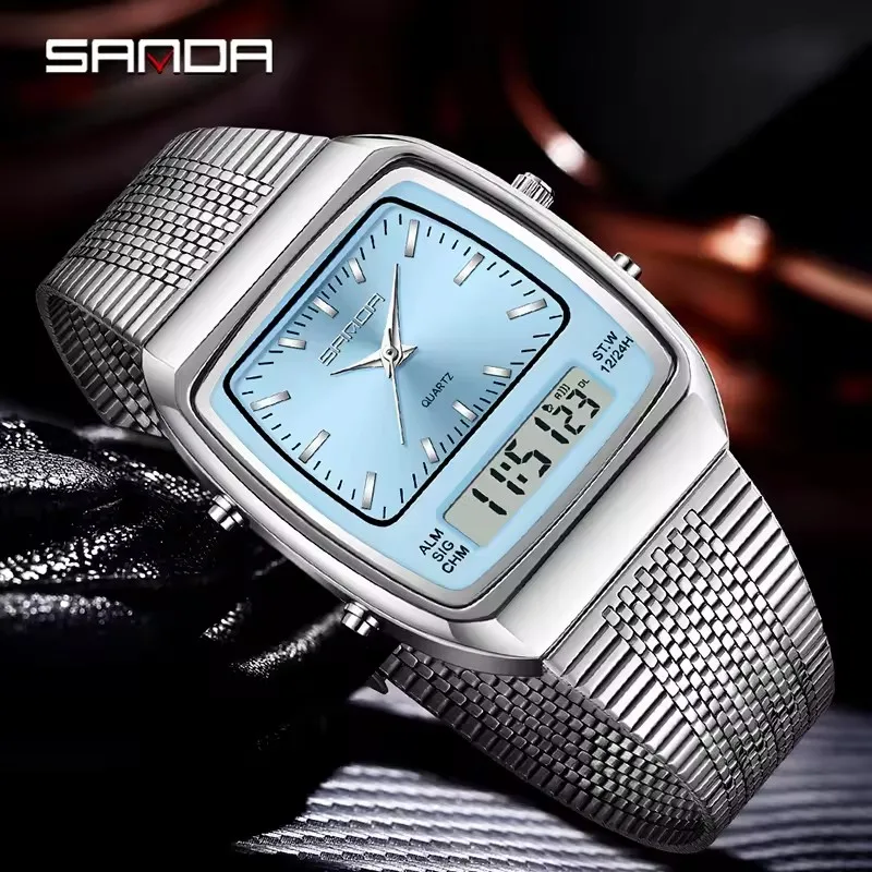 SANDA 3393 Men's Electronic Quartz Watch - Fashion Dual Display