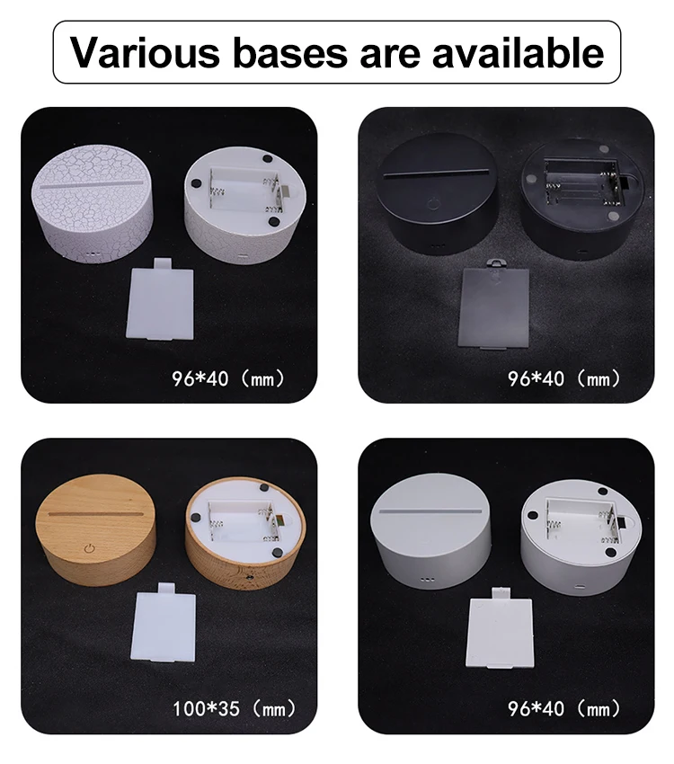 Customize Led Lamp Base For 3d Illusion Acrylic Light Stand Battery