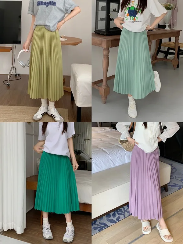 Shop Our Elegant Women's Korean Style Solid Color Skirts