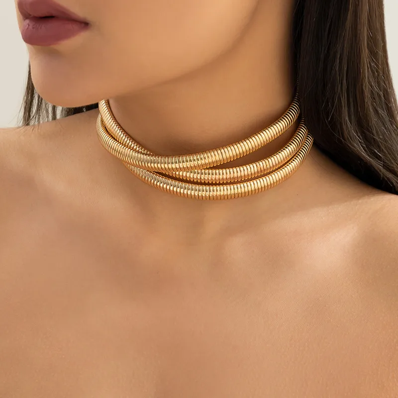 Gouden Dikke Ketting, Dikke Kettingkettingen Dubbele O Link Chain Kettingen Punk Hiphop Mode Kraag Dikke Sieraden Ketting voor Vrouwen Meisjes Geschenken