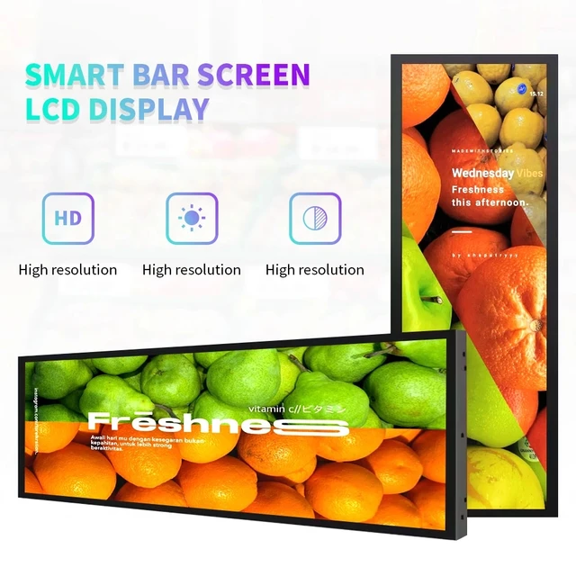 Shopping Mall Advertising Player Ultra-thin Stretched bar Lcd Display Banner Bar Screen Price Comparison
