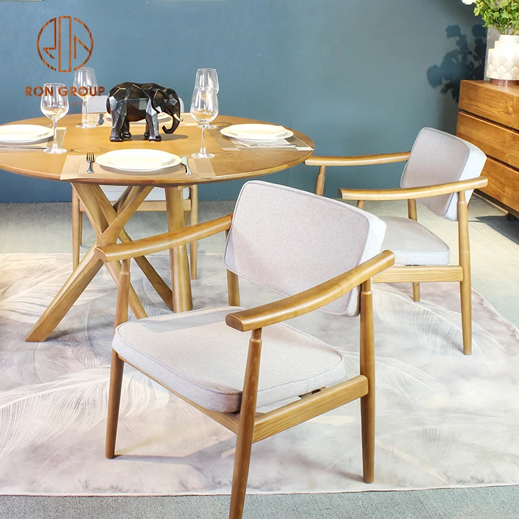 Factory Direct Sale Modern Commercial Restaurant Furniture Fashion High End Solid Ash Wood With Soft Cover Dining Room Chairs