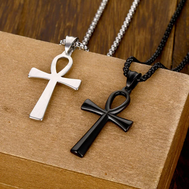 Wholesale Mens Charm Necklace Ankh Key Pendant Crystal Stainless Steel  Cross Necklace For Men From m.