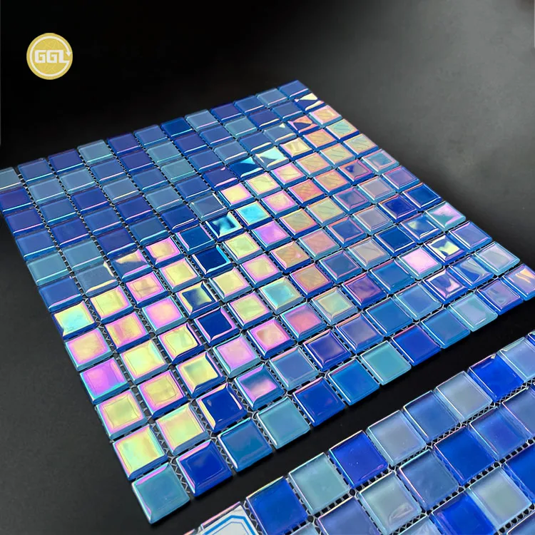 Square Glass Mosaic Tiles Blue Color Swimming Pool Tiles in 300*300 mm