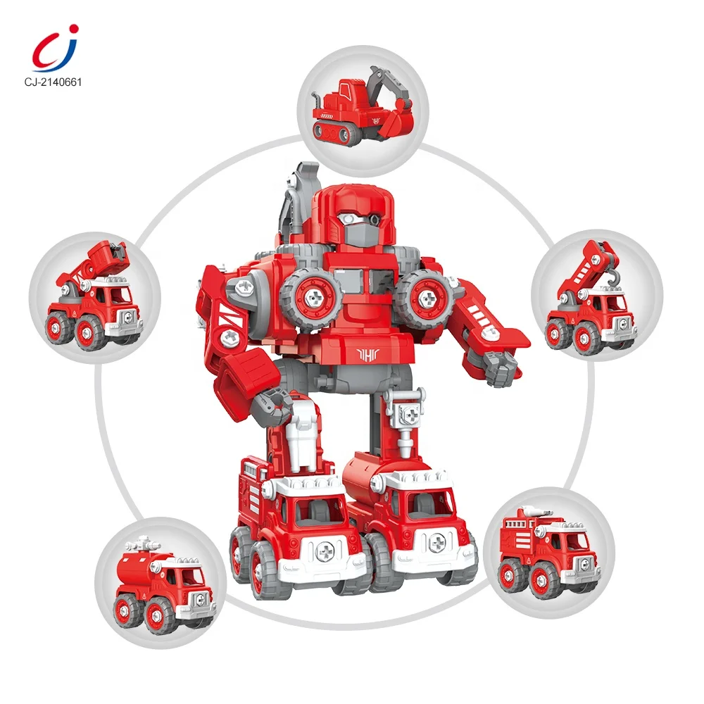 5 in1 feuerwehr auto bauen autobots kunststoff verformung roboter auto  kinder kunststoff diy roboter verformbare auto montage spielzeug