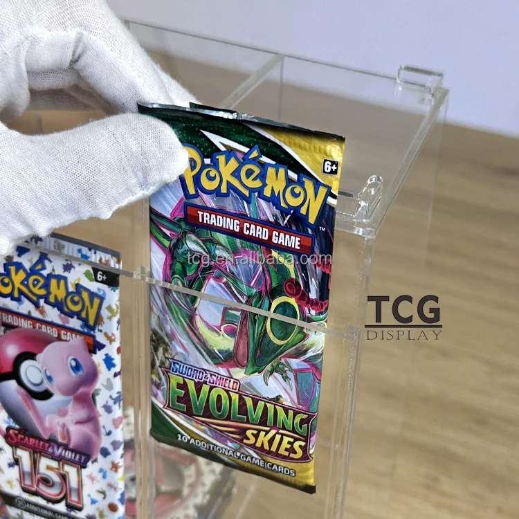 TCG Custom 6 Slot Acrylic Pokemon TCG Booster Pack Dispenser Display Case for Trading Card Game Trade Yu-Gi-Oh Booster Pack TCG Custom 6 Slot Acrylic Pokemon TCG Booster Pack Dispenser Display Case for Trading Card Game Trade Yu-Gi-Oh Booster Pack