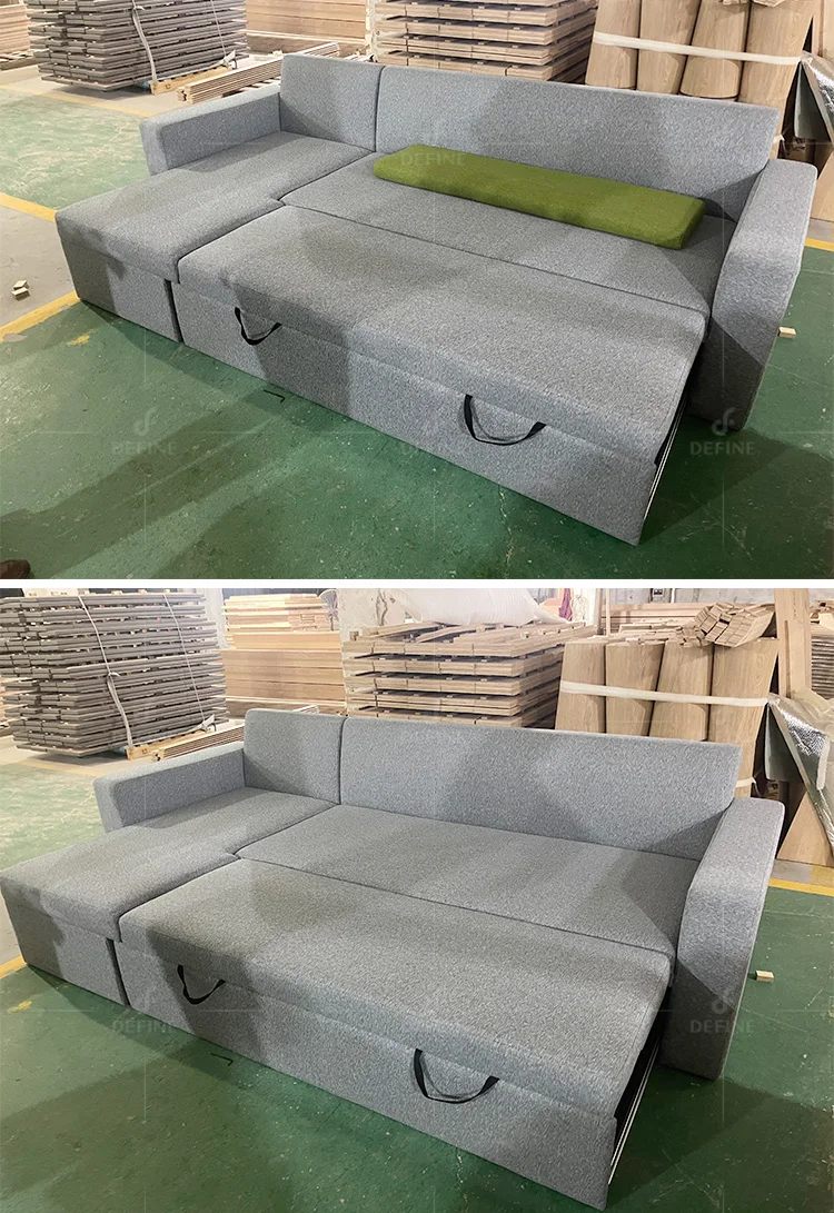 Portable Hotel Fabric Save Space Living Room Sofas L Shape Modern