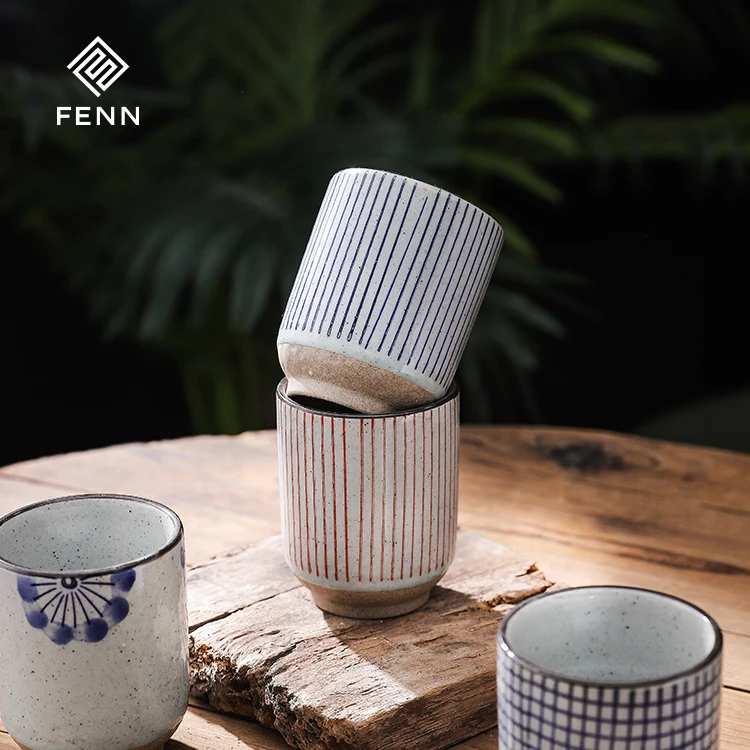 FENN Hot sale japanese style tea cups in bulk ceramic cup vintage reusable tea cups porcelain for gift or coffee shop