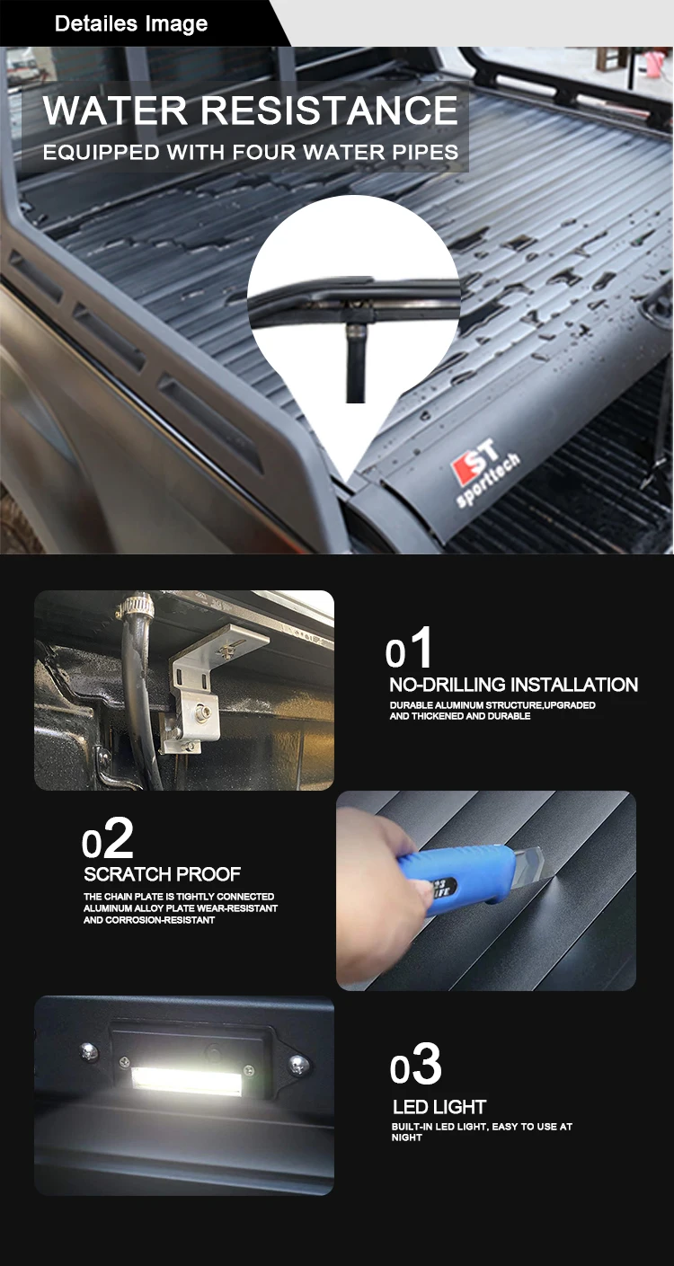 Manual /electric Aluminum Alloy Tonneau Covers Pickup Roller Lid Truck Bed Retractable Cover For