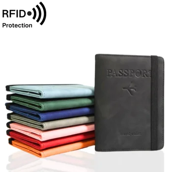 Cost-Effective Slim RFID Blocking PU Leather Travel Passport Holder Cover Wallet with Card Slot SIM Card Slot Ticket Holder