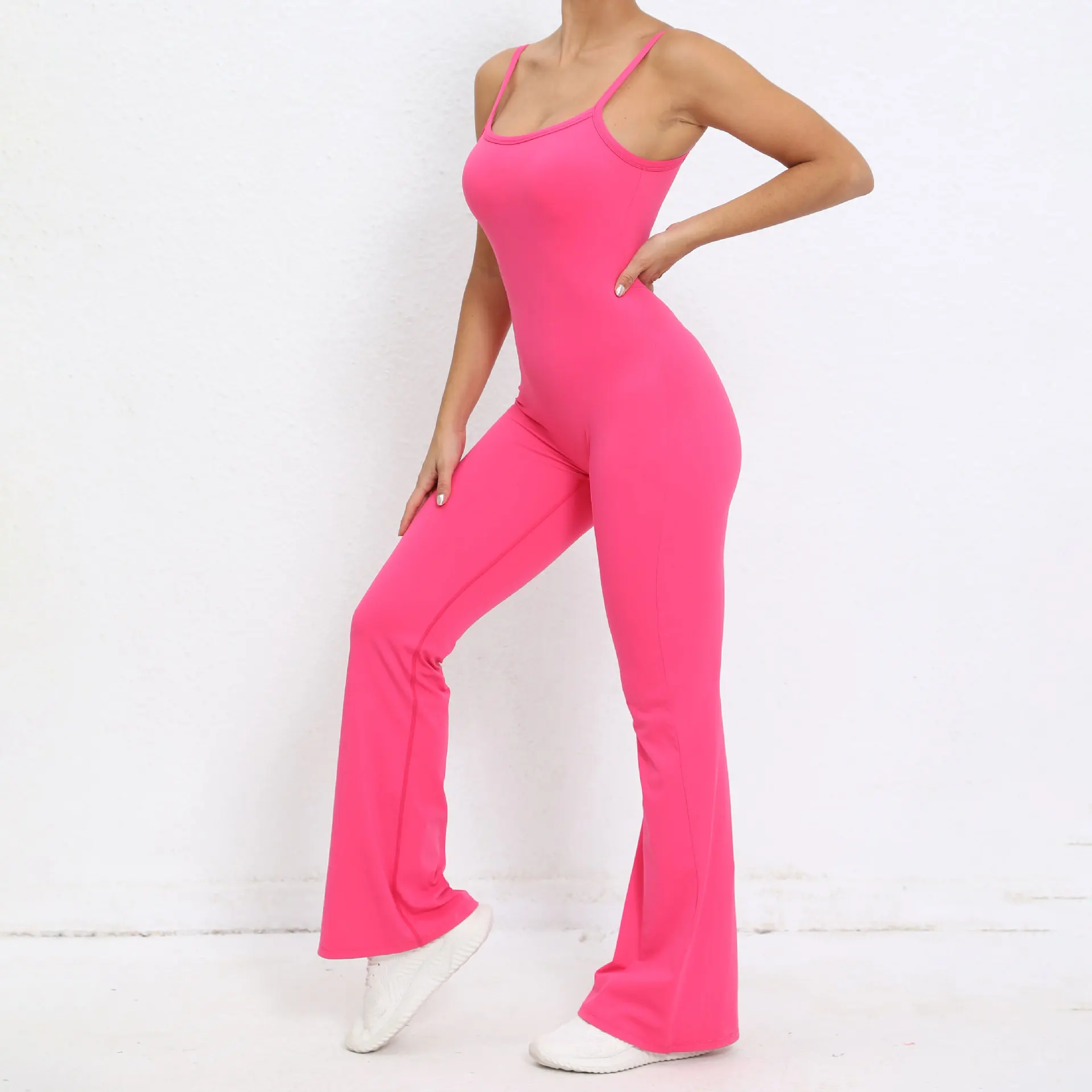 Ladies Breathable Yoga Leggings Bodysuit with Loose Leg One Piece Jumpsuit Sport Workout Jumpsuit yoga sets for Women Activewear factory