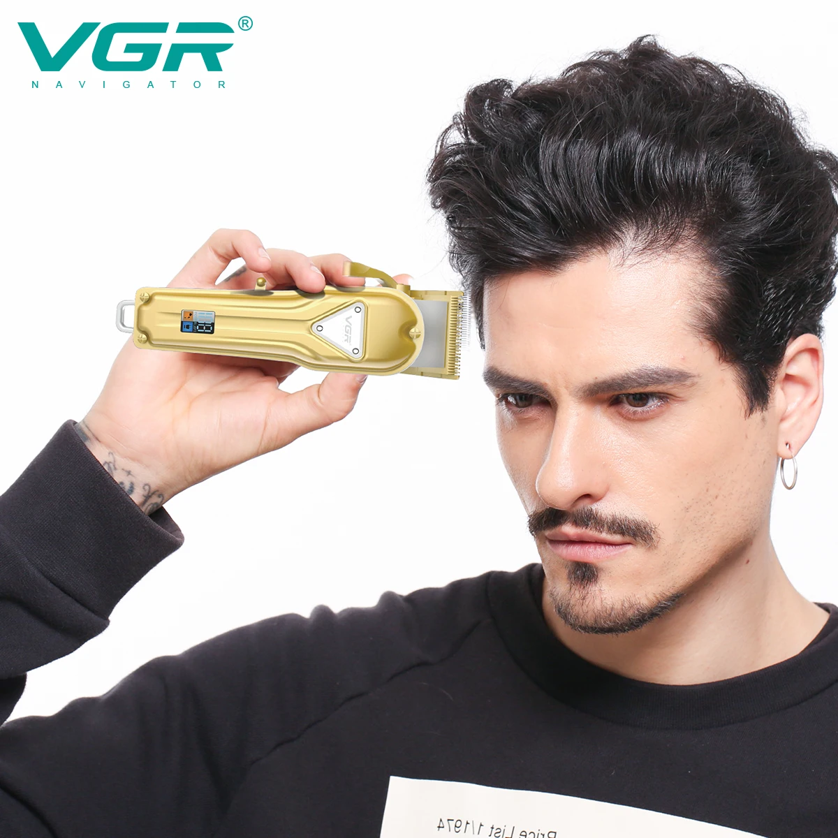 Профессиональный парикмахерский триммер VGR V140, полностью Металлическая машинка для стрижки волос, электрические фитильные машинки для стрижки волос с большим аккумулятором и светодиодным дисплеем