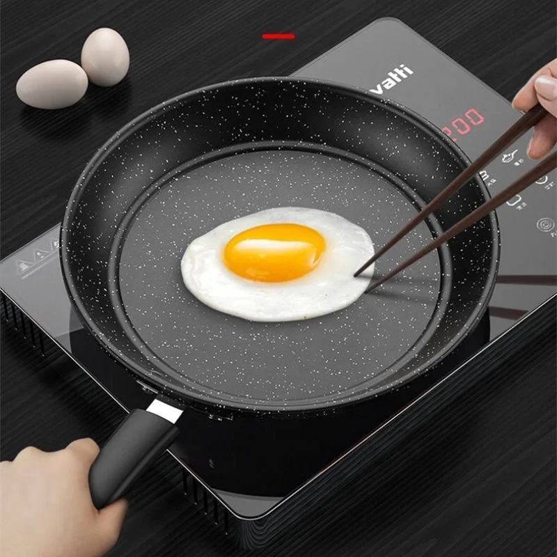 Factory Direct Sale 23CM Thickened Black Iron Cooking FryPan Non Stick Medical Stone Fry Pan With Lid