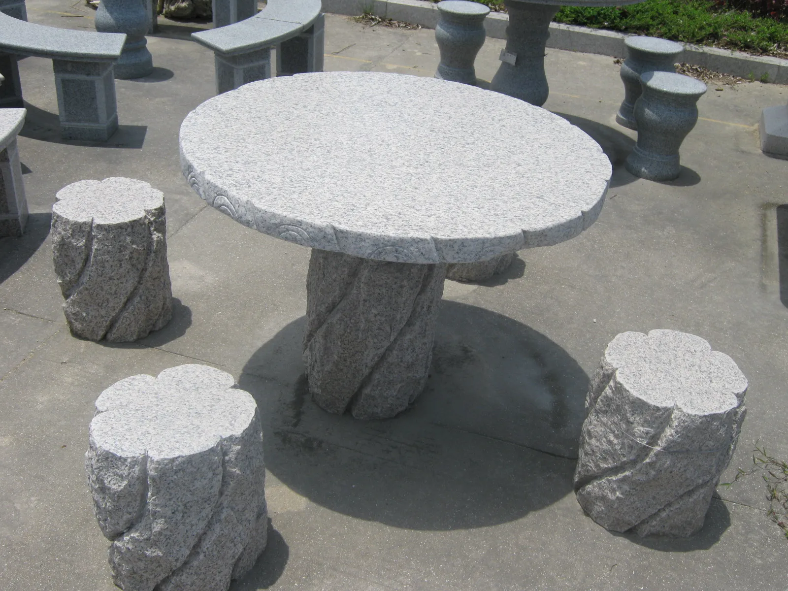 Ally Stone Wholesale Outdoor Garden Stone Dining Table With Benches And