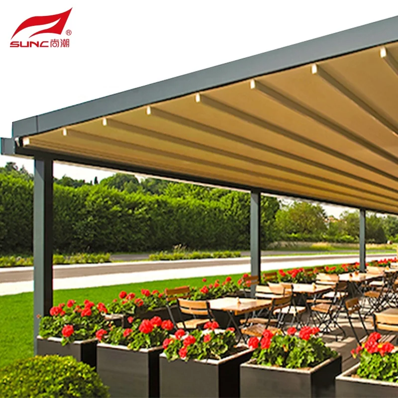 Waterproof Custom Motorized Outdoor Pergola with Side Retractable Roof Aluminum Modern Bioclimatic Retractable Pergola